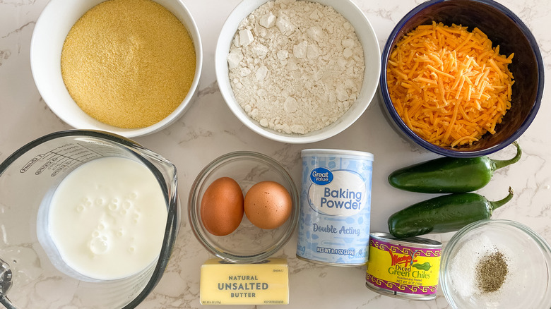ingredients for cheesy Mexican cornbread
