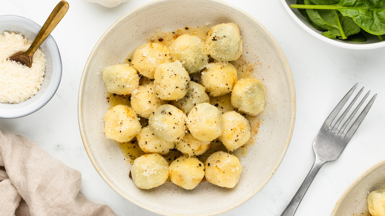 bowl of mushroom-stuffed gnocchi