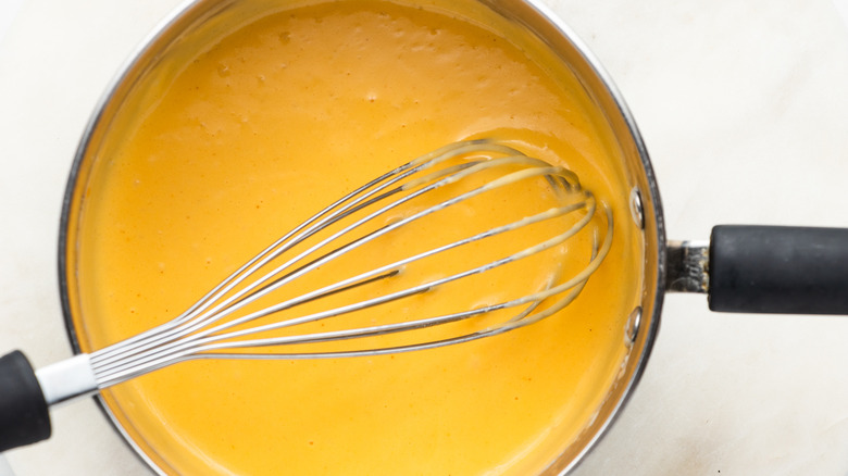 nacho cheese sauce in pan