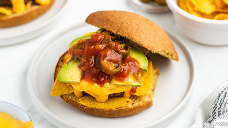 assembled nacho burgers