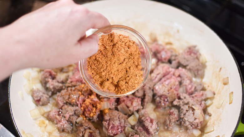 taco meat in skillet