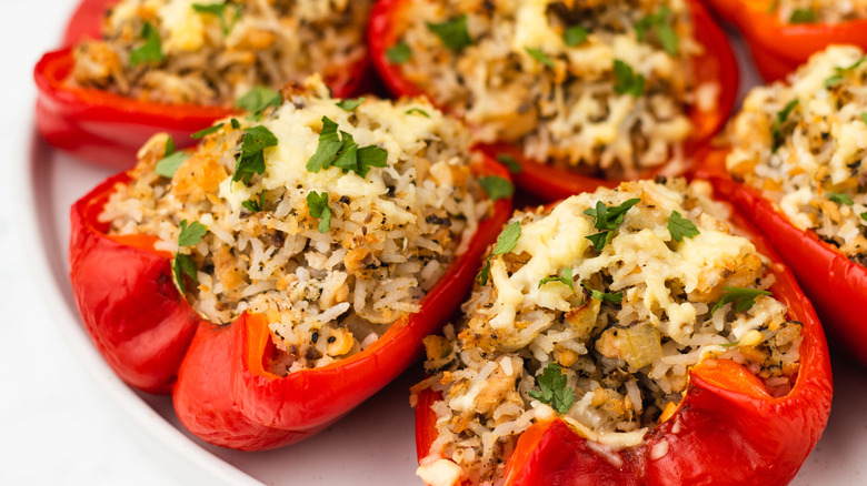 salmon and rice stuffed peppers