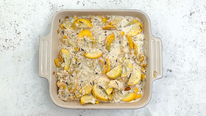 uncooked cheesy summer squash casserole