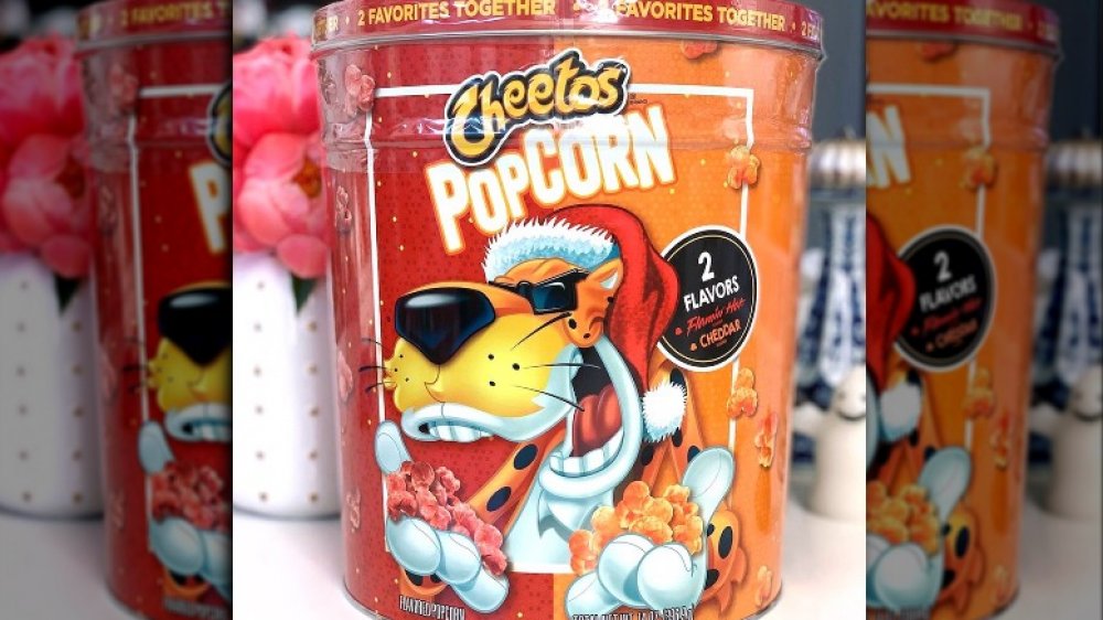 Cheetos holiday popcorn tin