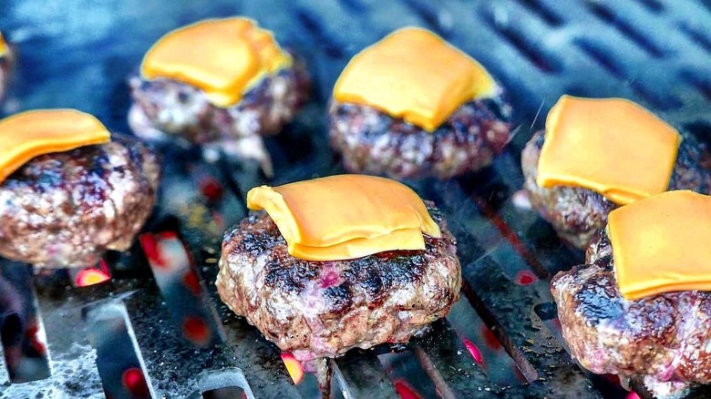 Pat LaFrieda burgers on grill