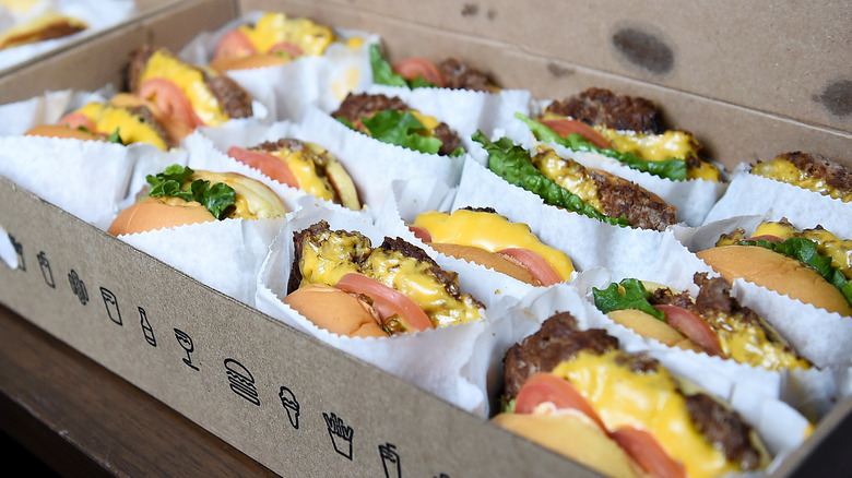 box of Shake Shack burgers