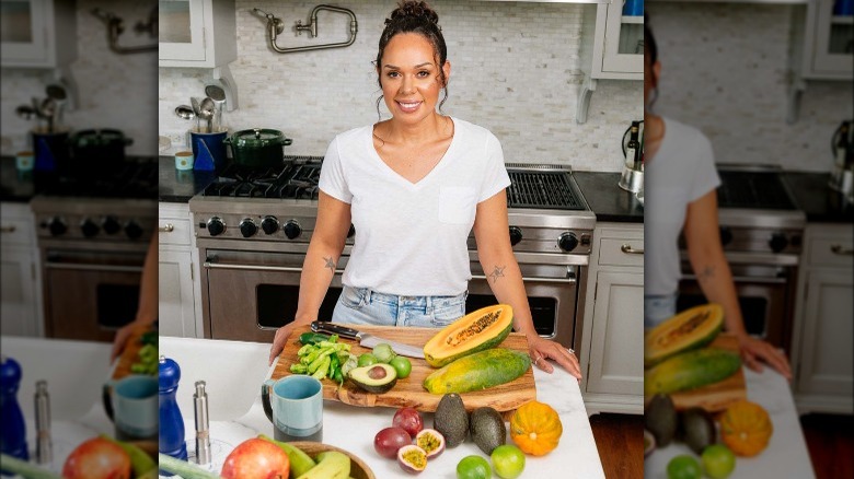 Ariel Fox posing with fresh ingredients