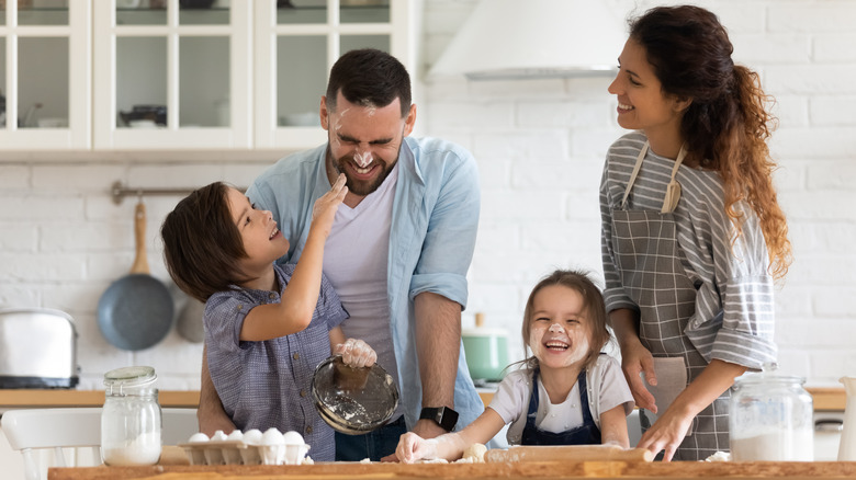 A family cooking together