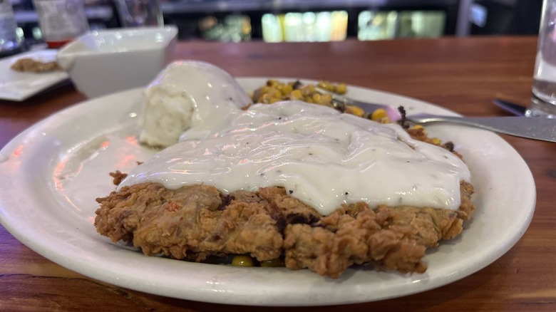 White gravy on chicken fried steak