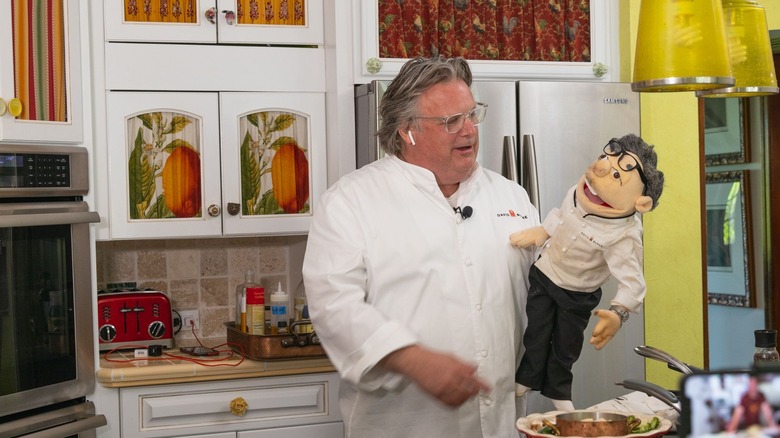 David Burke in his kitchen with Lefto