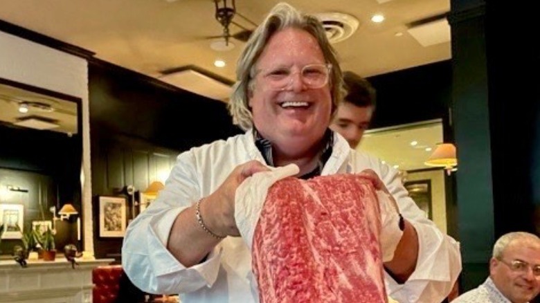 David Burke with Himalayan salt aged beef