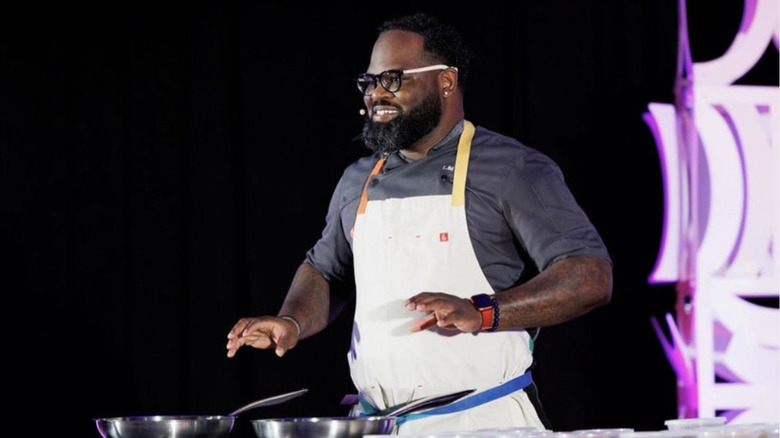 Lamar Moore doing a cooking demo