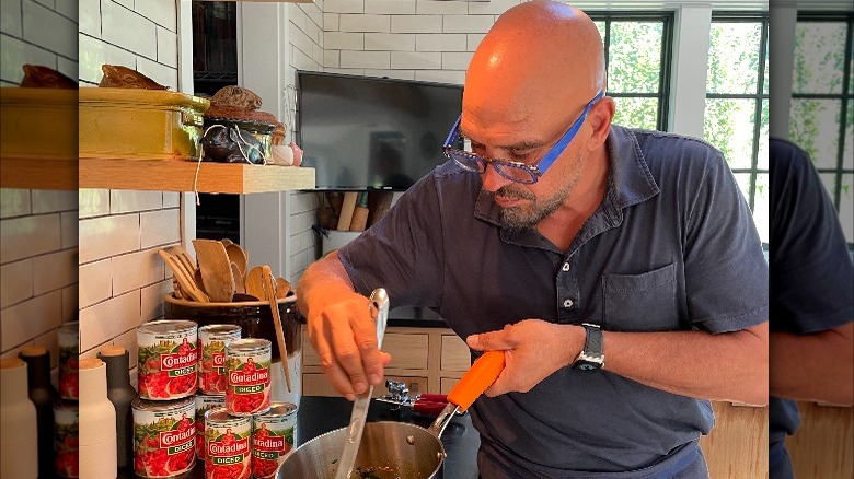 Michael Symon in his kitchen