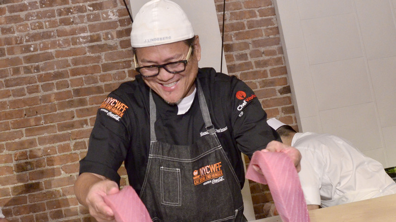 Chef Morimoto preparing fresh tuna
