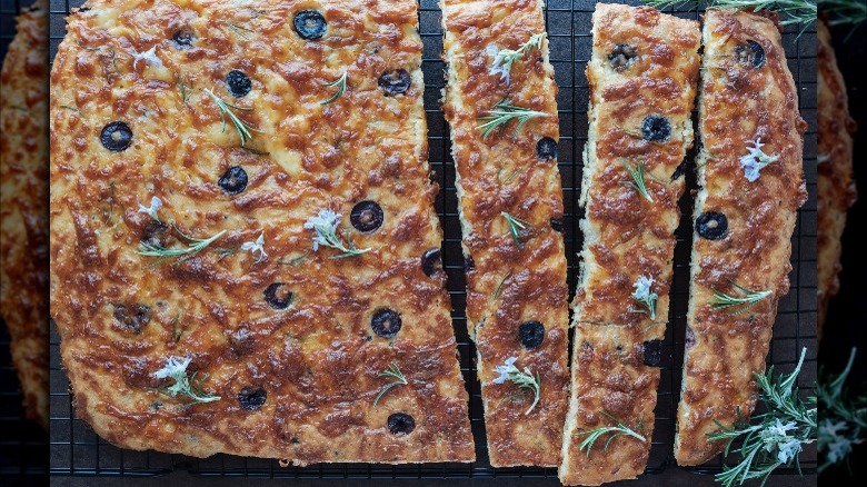 Keto cheese bread on cooling rack