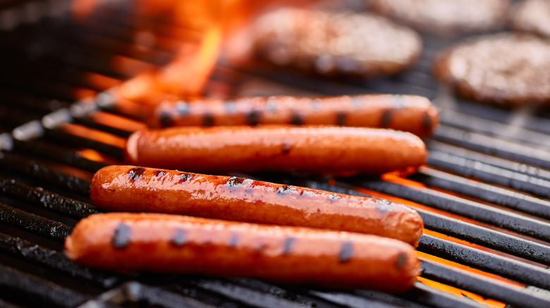 Hot dogs on grill