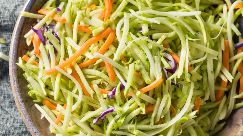 Shredded broccoli stalk for slaw