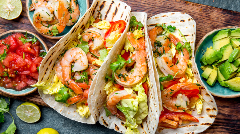 A plate of shrimp tacos