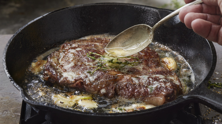 basting steak in butter