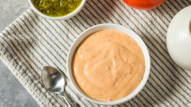 Pot of Russian dressing