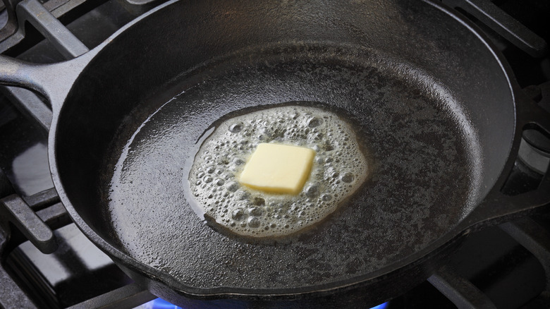 skillet with butter melting in it