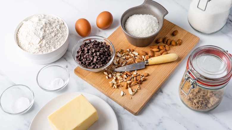 cookie ingredients gathered on counter