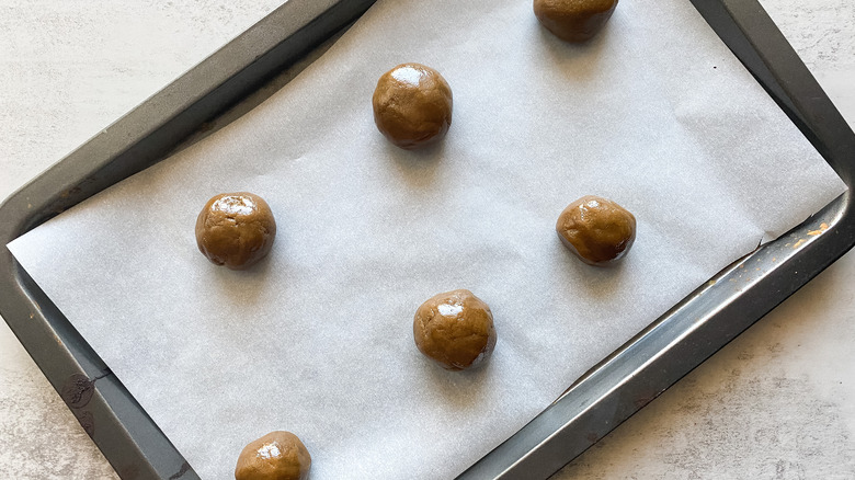 Dough balls on a baking sheet