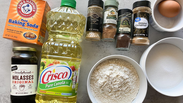 ingredients for Chewy Molasses Spice Cookies