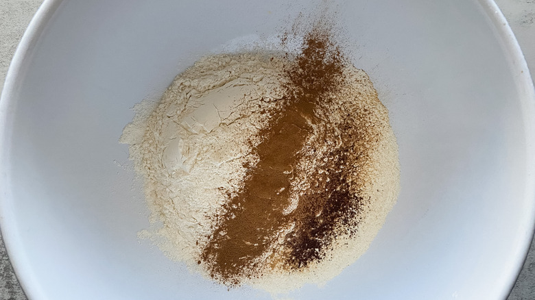 Dry ingredients in a mixing bowl