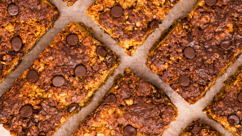 Peanut butter granola bars on cooling rack