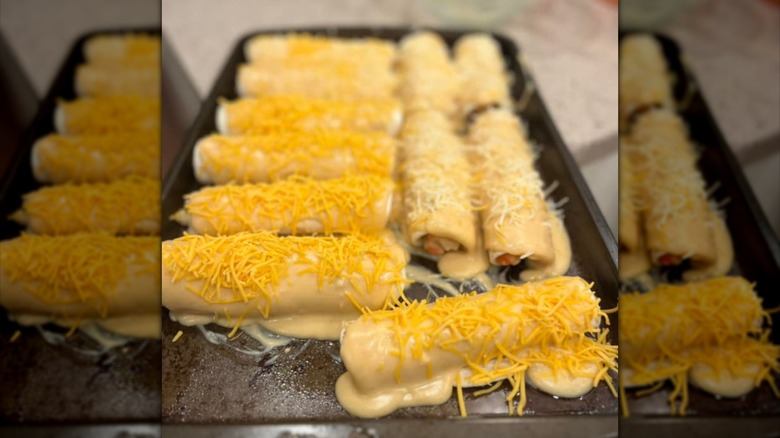 Chi-Chi's-inspired lobster enchiladas on sheet pan