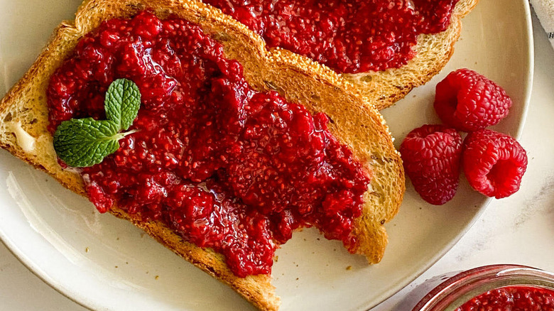 chia seed jam on toast