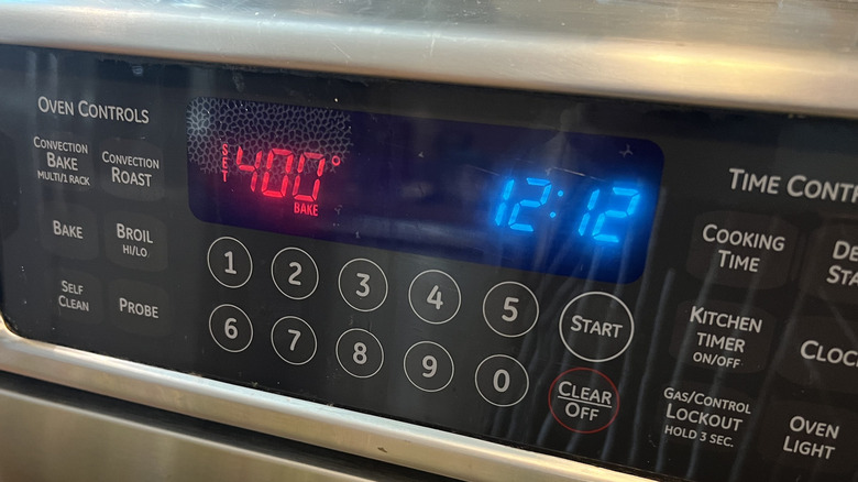 oven preheat setting display