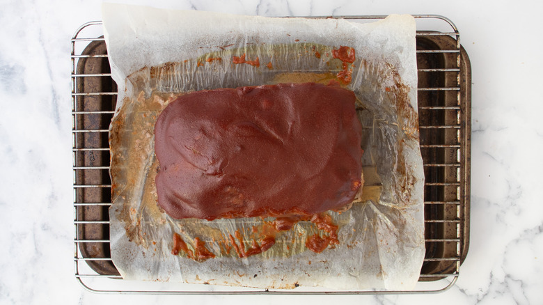 meatloaf cooling on wire rack