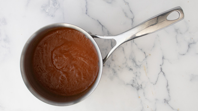 smooth meatloaf sauce in pan