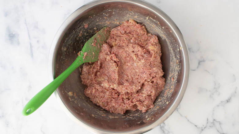 meat mixture with soaked bread