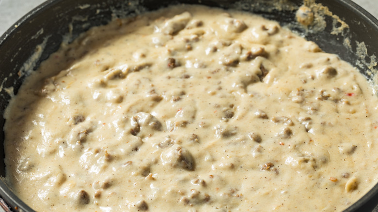 Sausage gravy in pan