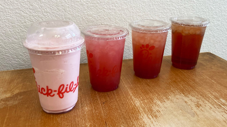 Cherry Berry drinks in line