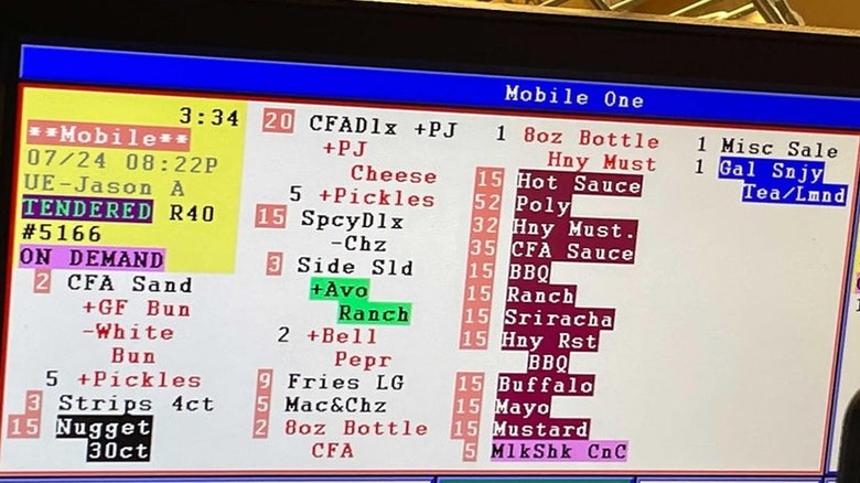 large Uber Eats order at Chick-fil-A