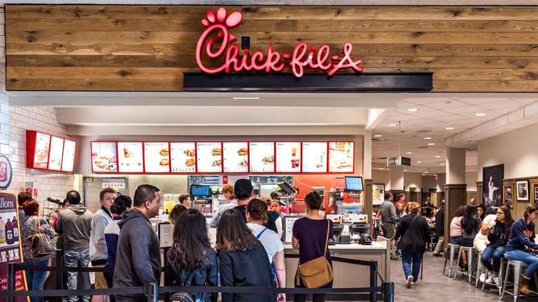 Customers in line at Chick-fil-A