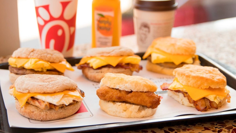 Chick-fil-A breakfast sandwiches melting cheese