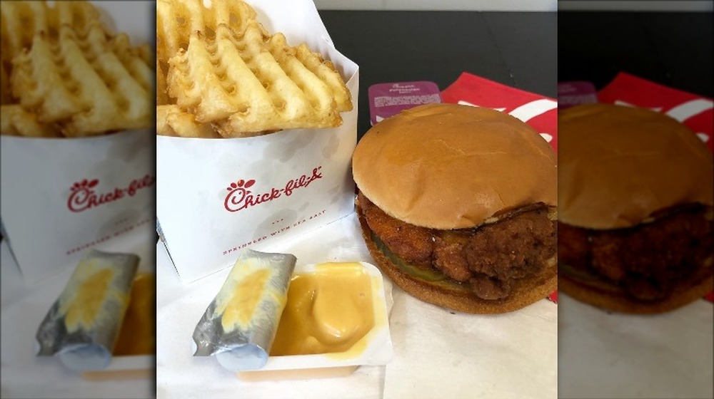 Chicken Sandwich and Waffle Fries