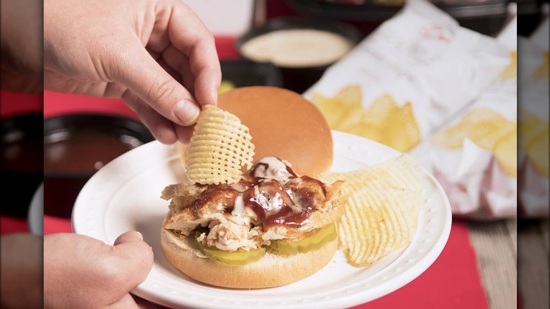 A shredded BBQ chicken sandwich from Chick-fil-A in Hunt Valley, Maryland.