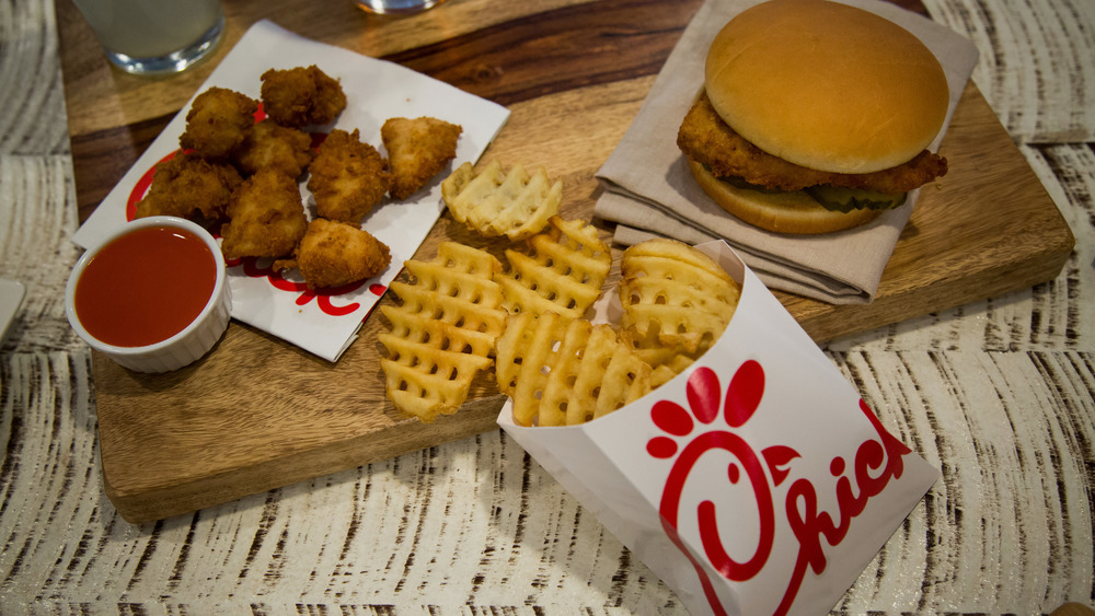 Chick-fil-A nuggets, fries, and sandwich