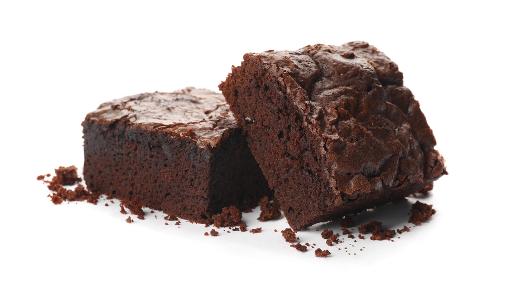 Brownies on a white background