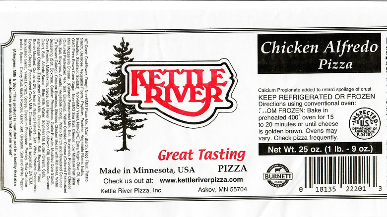 Kettle River Chicken Alfredo Pizza label