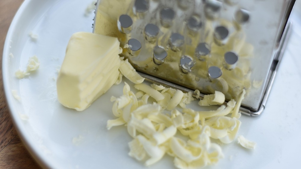 Shredding frozen butter with grater