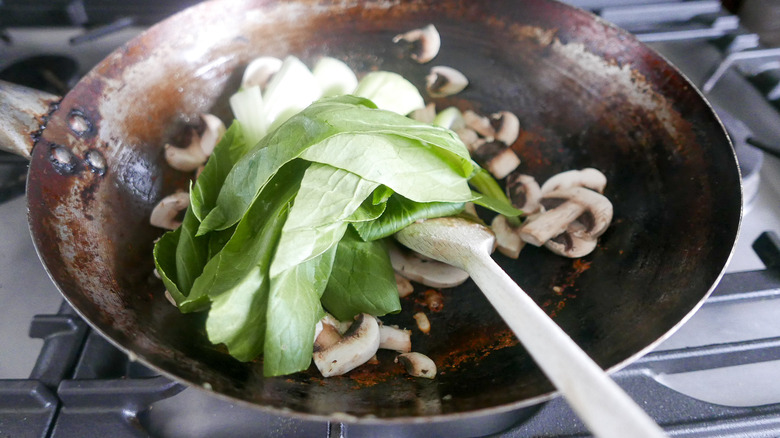 veggies in a wok