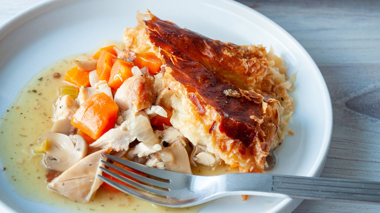 Chicken pot pie with flaky crust