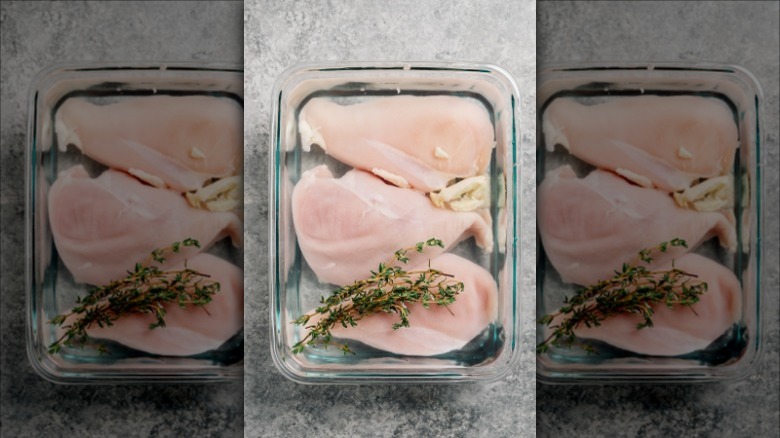 Chicken breasts in brine